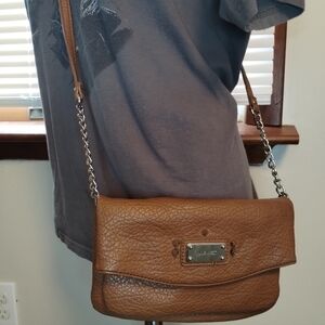 Brown Leather Spiked Nine West Clutch